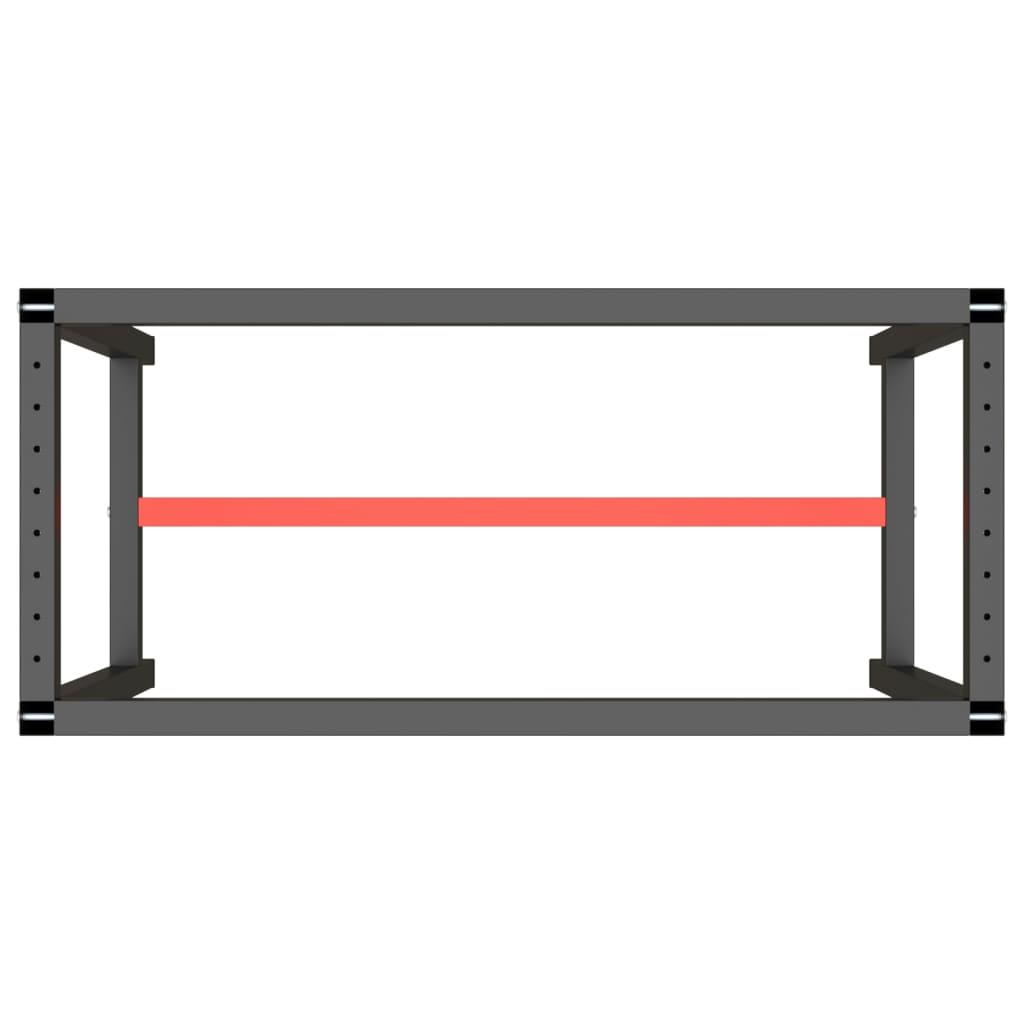 Work Bench Frame Matte Black and Matte Red 110x50x79 cm Metal