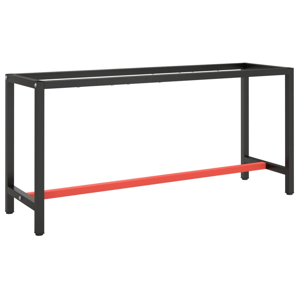 Work Bench Frame Matte Black and Matte Red 170x50x79 cm Metal