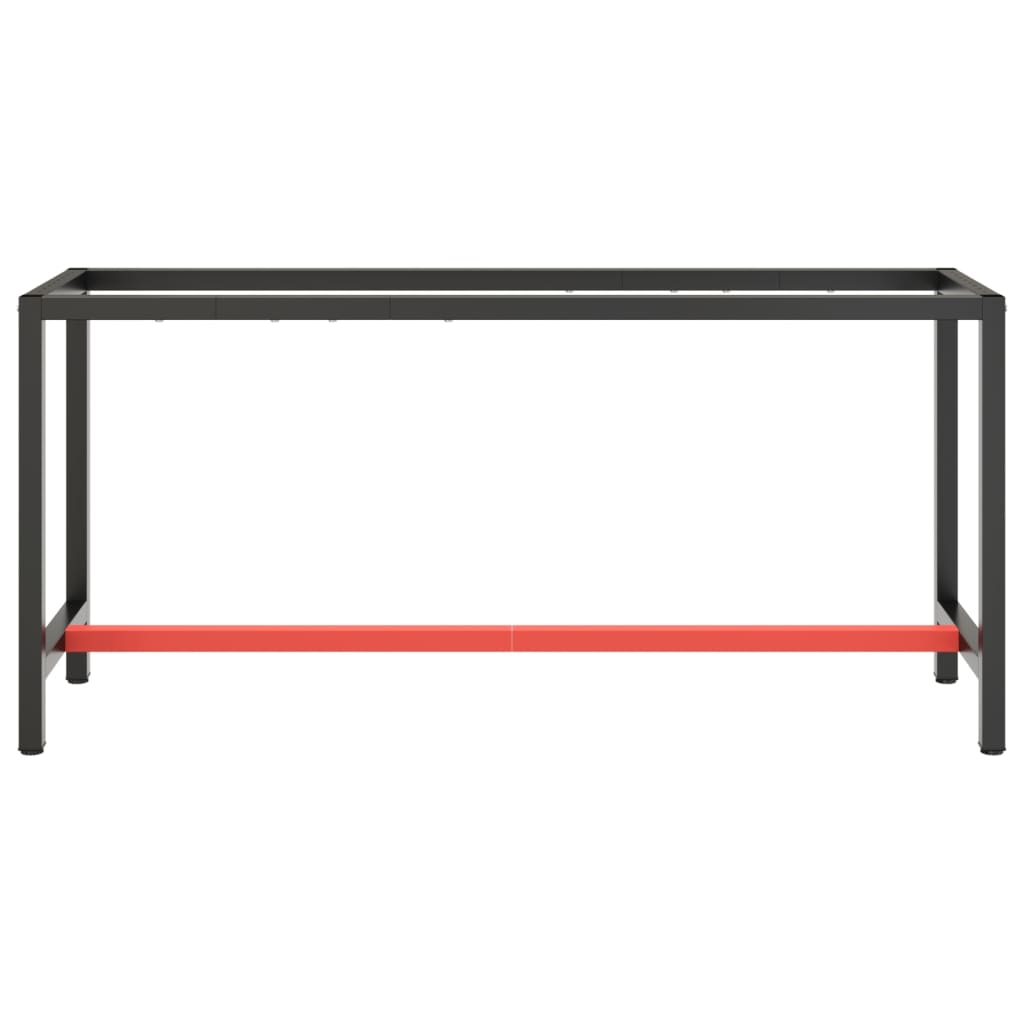 Work Bench Frame Matte Black and Matte Red 170x50x79 cm Metal