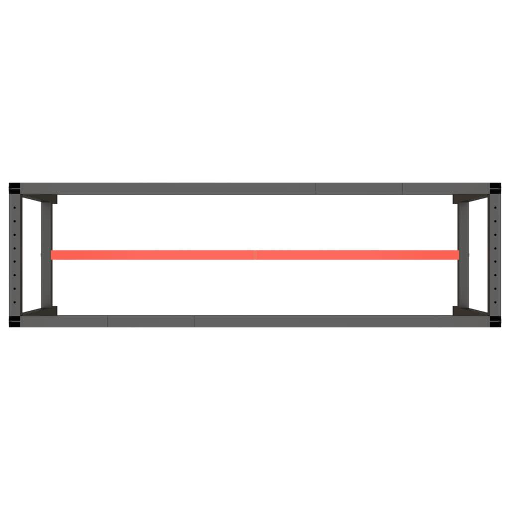 Work Bench Frame Matte Black and Matte Red 170x50x79 cm Metal