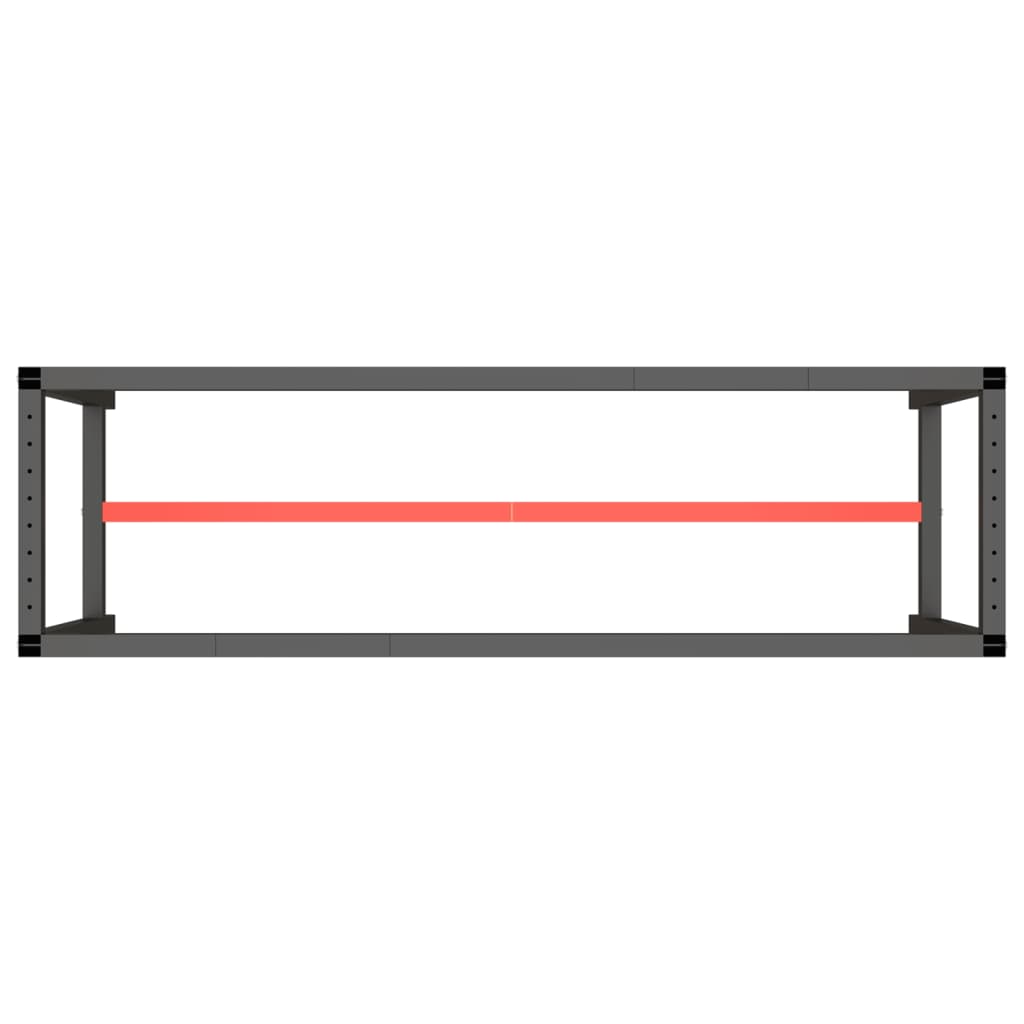 Work Bench Frame Matte Black and Matte Red 170x50x79 cm Metal