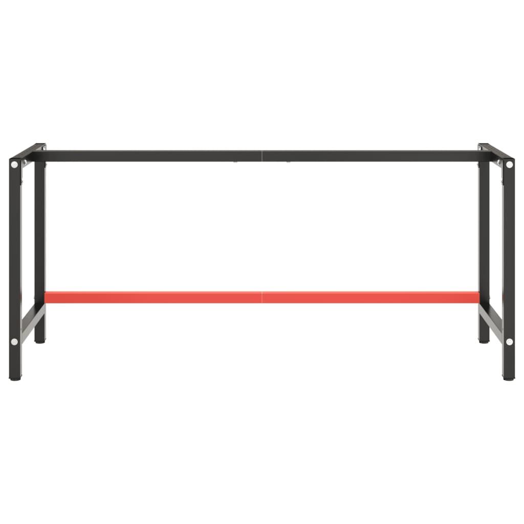 Work Bench Frame Matte Black and Matte Red 180x57x79 cm Metal