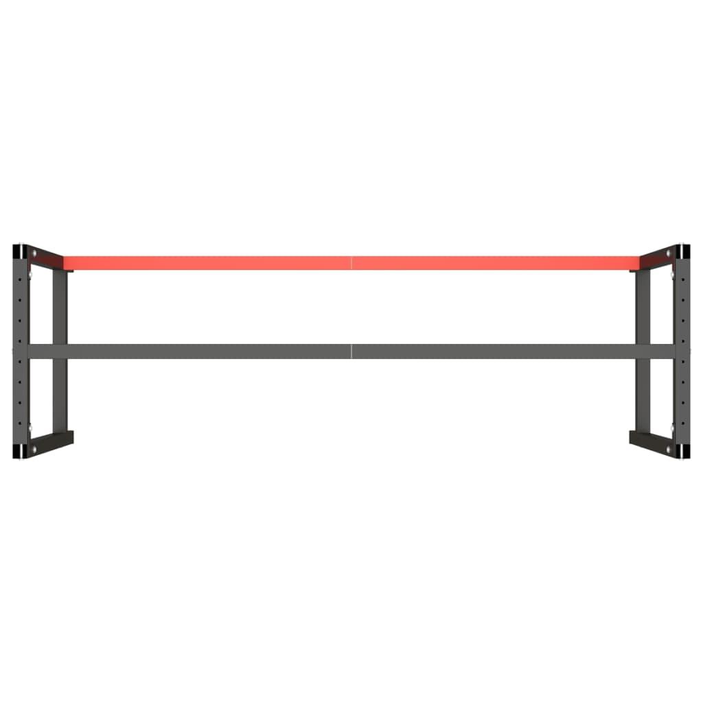 Work Bench Frame Matte Black and Matte Red 180x57x79 cm Metal