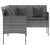 L-shaped Couch Sofa with Cushions Poly Rattan Grey