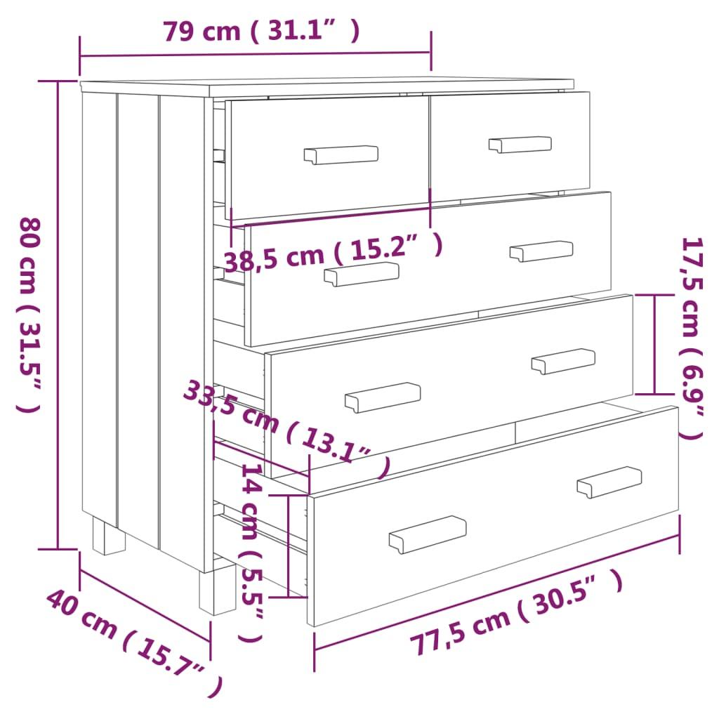 Sideboard White 79x40x80 cm Solid Wood Pine