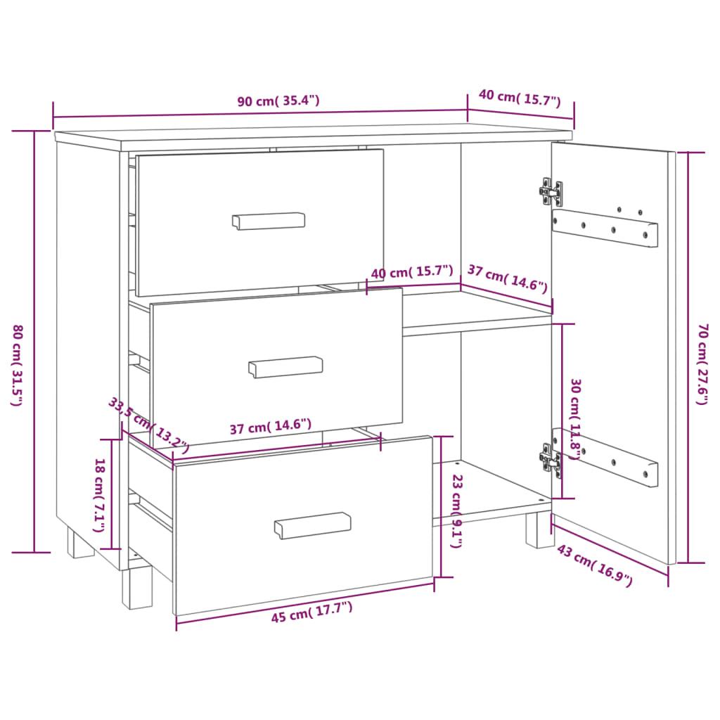 Sideboard "HAMAR" White 90x40x80 cm Solid Pinewood