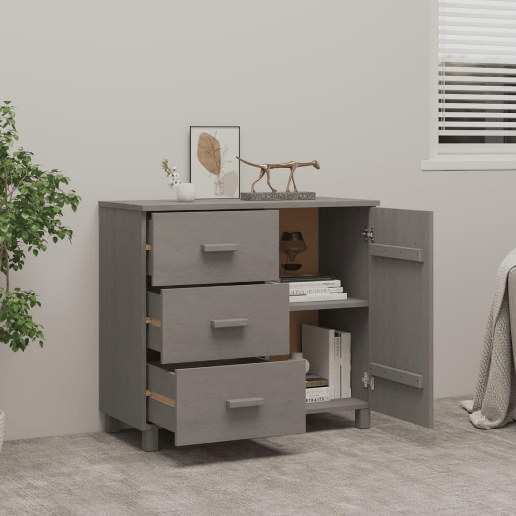 Sideboard "HAMAR" Light Grey 90x40x80 cm Solid Pinewood