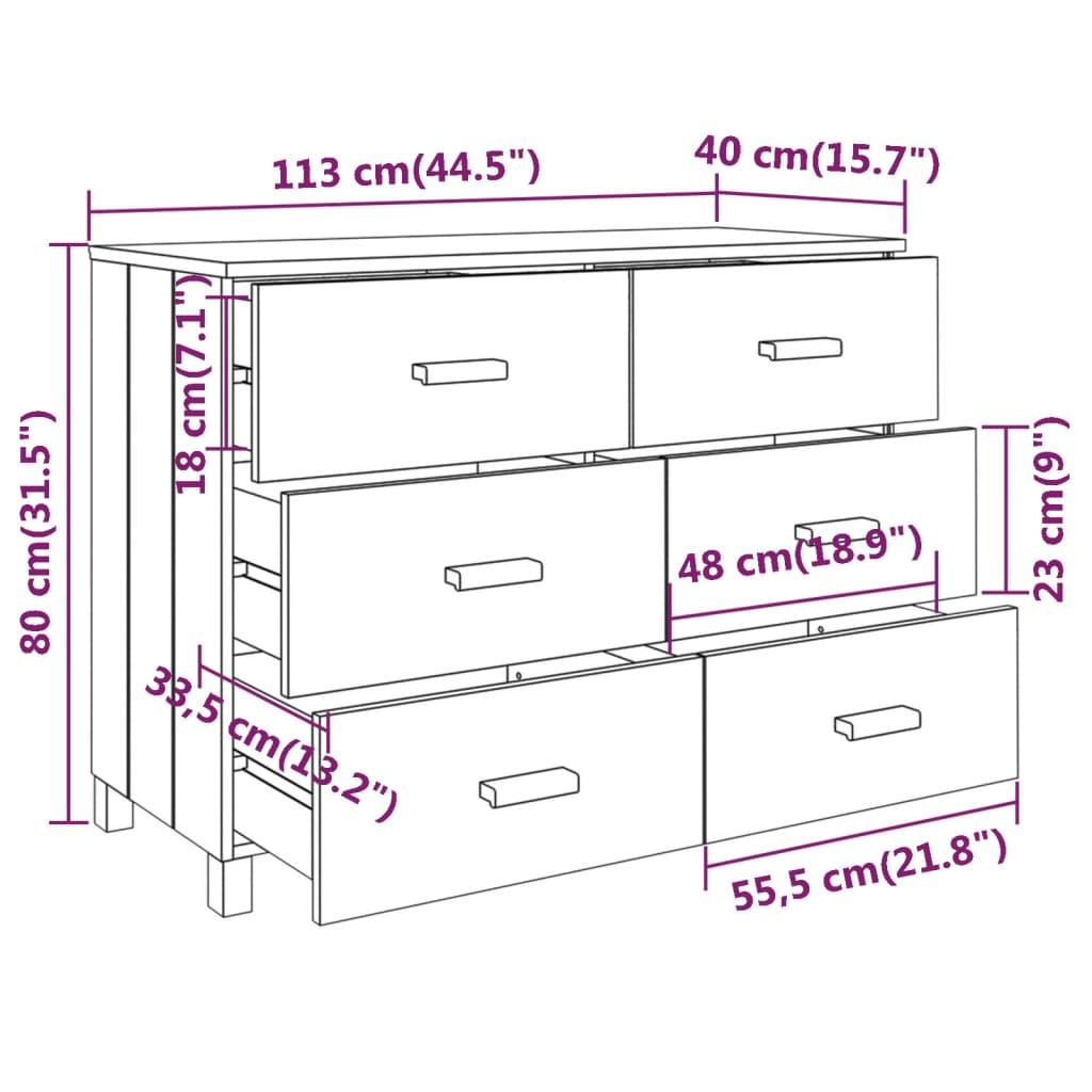 Sideboard Honey Brown 113x40x80 cm Solid Wood Pine