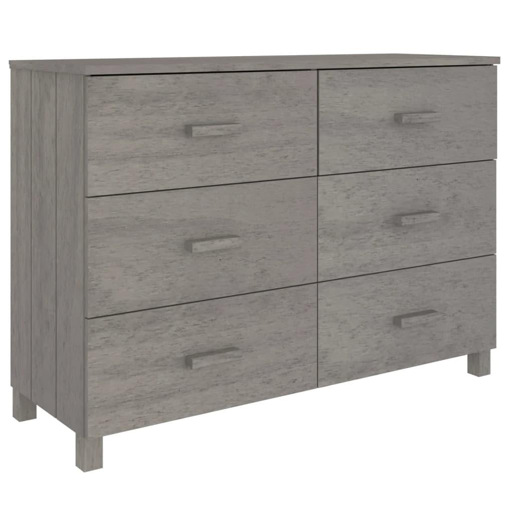 Sideboard "HAMAR" Light Grey 113x40x80 cm Solid Wood Pine