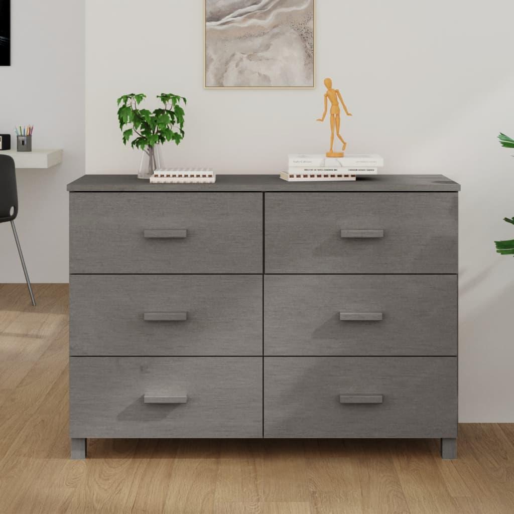 Sideboard &quot;HAMAR&quot; Light Grey 113x40x80 cm Solid Wood Pine