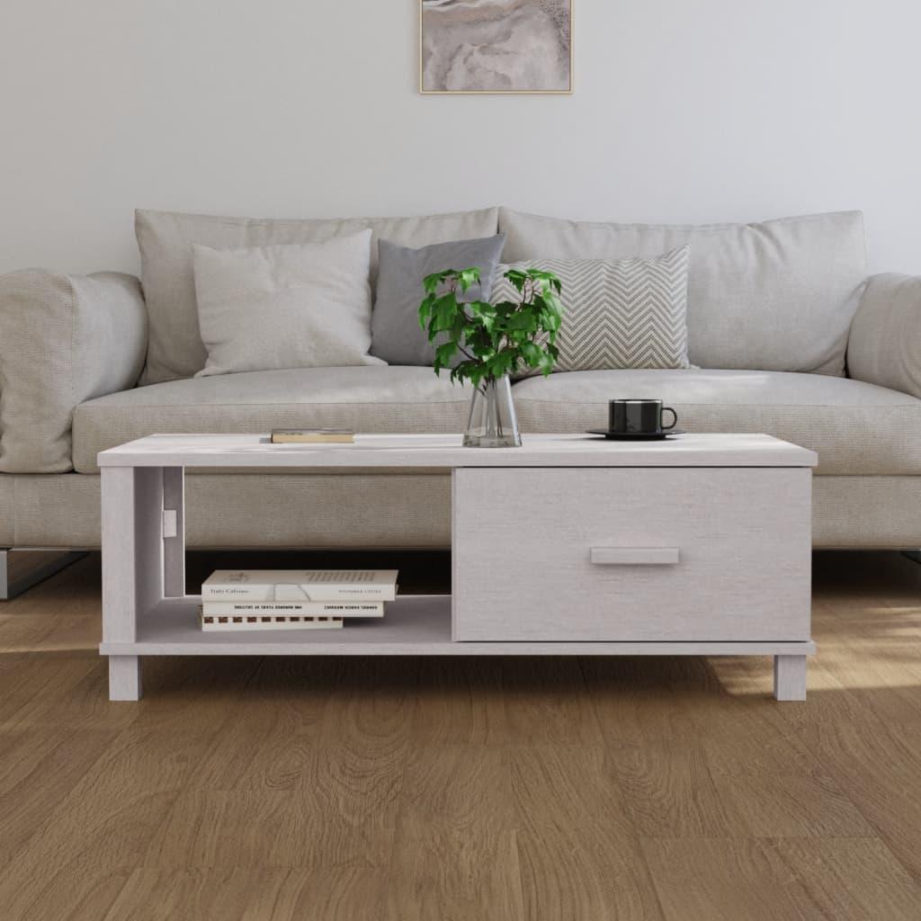 Coffee Table "HAMAR" White 100x55x35 cm Solid Wood Pine