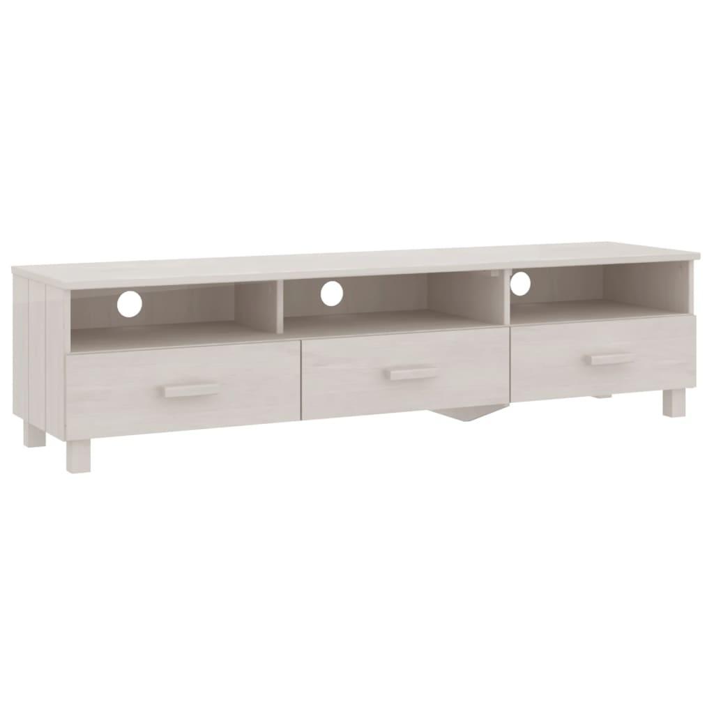 TV Cabinet "HAMAR" White 158x40x40 cm Solid Wood Pine