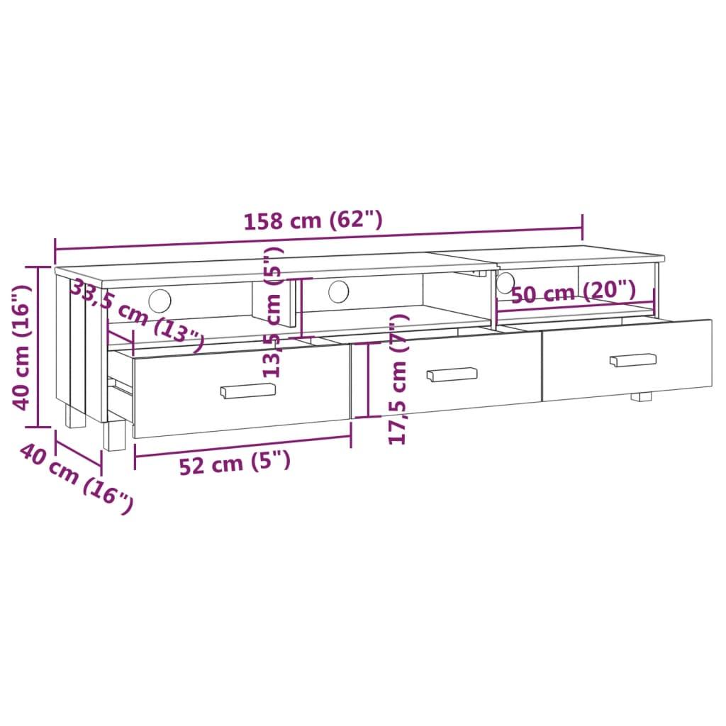 TV Cabinet "HAMAR" Dark Grey 158x40x40 cm Solid Wood Pine