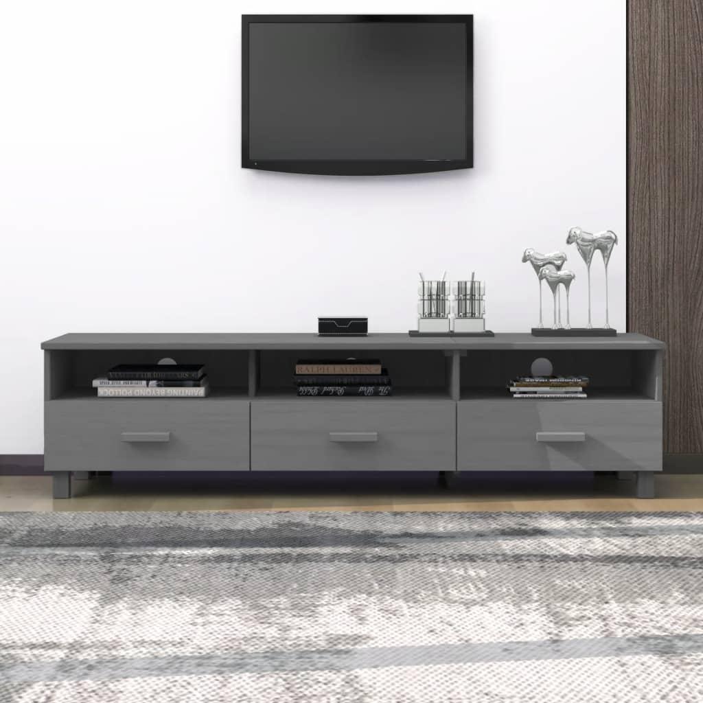 TV Cabinet &quot;HAMAR&quot; Dark Grey 158x40x40 cm Solid Wood Pine