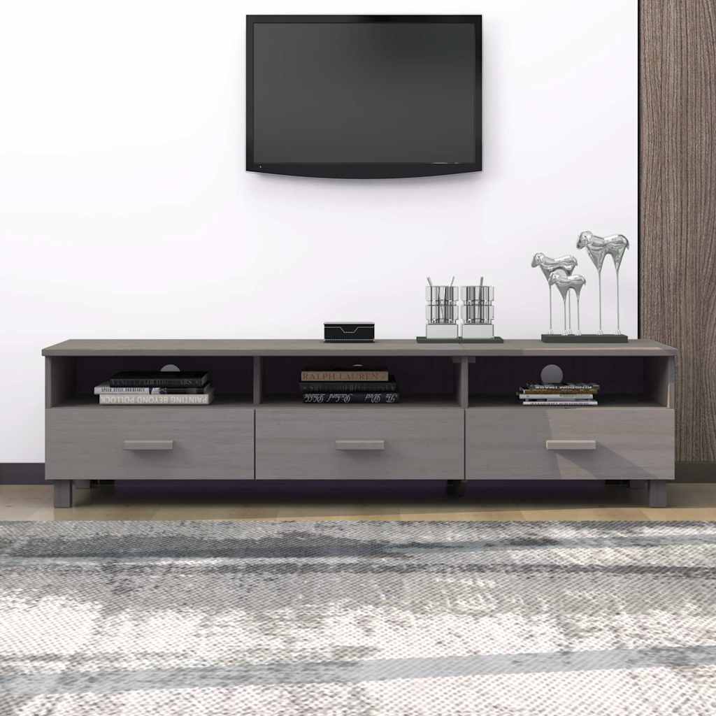 TV Cabinet "HAMAR" Light Grey 158x40x40 cm Solid Wood Pine