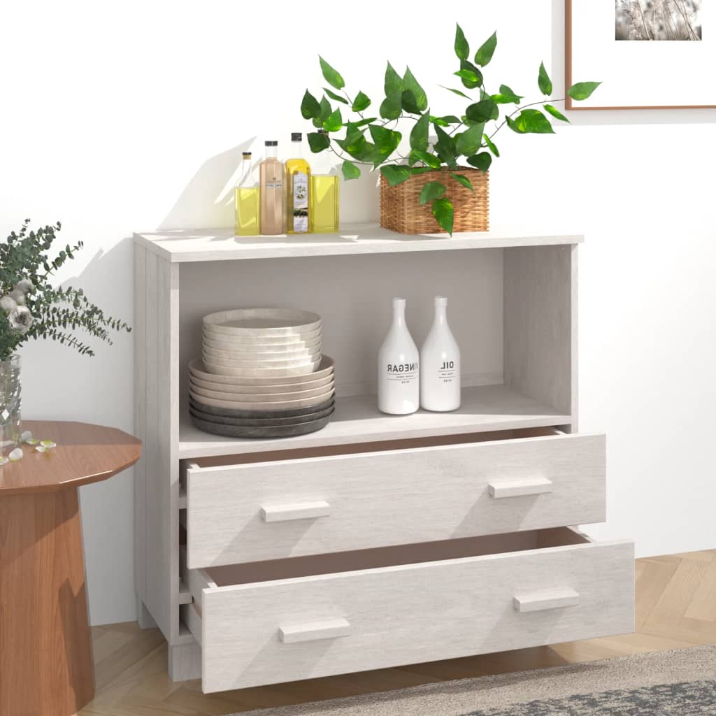 Sideboard "HAMAR" White 85x35x80 cm Solid Wood Pine