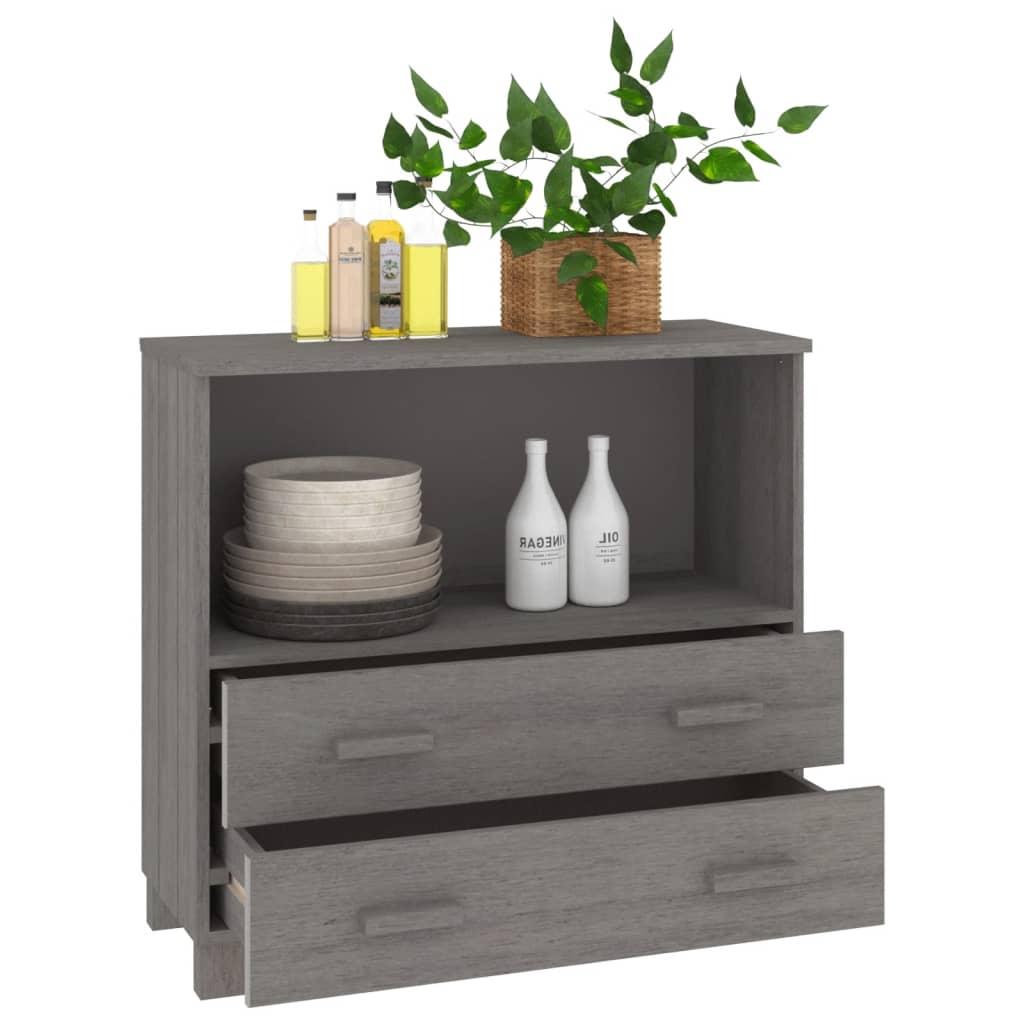 Sideboard "HAMAR" Light Grey 85x35x80 cm Solid Wood Pine