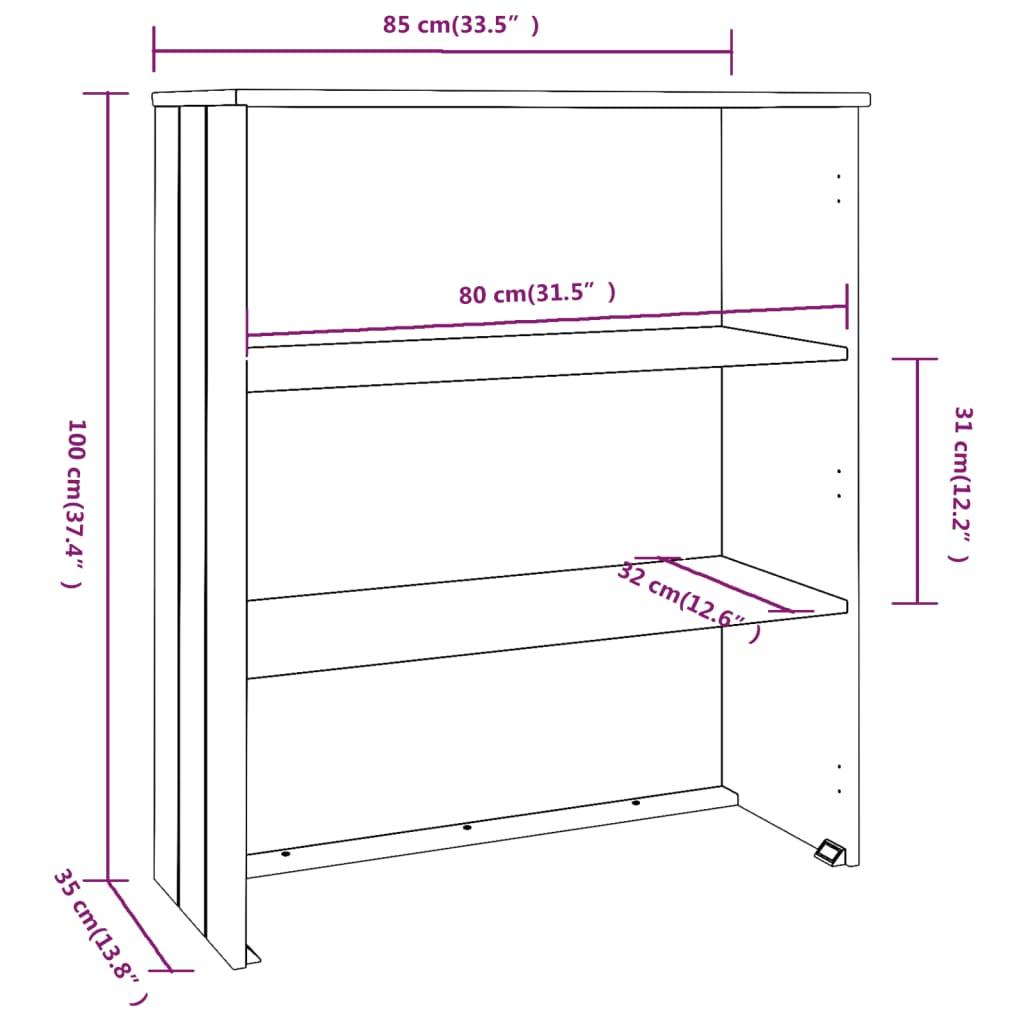 Top for Highboard"HAMAR" Dark Grey 85x35x100cm Solid Wood Pine