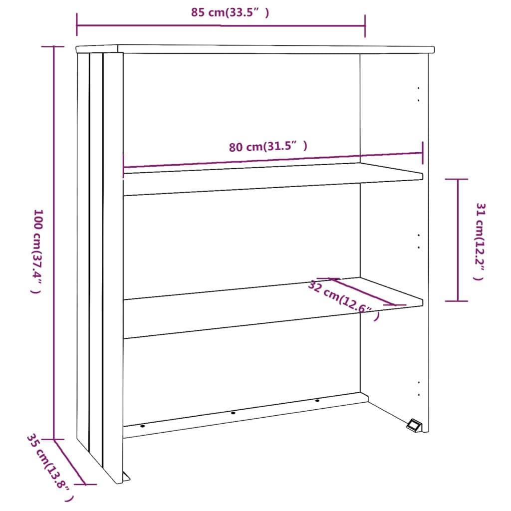 Top for Highboard"HAMAR" Light Grey 85x35x100cm Solid Wood Pine