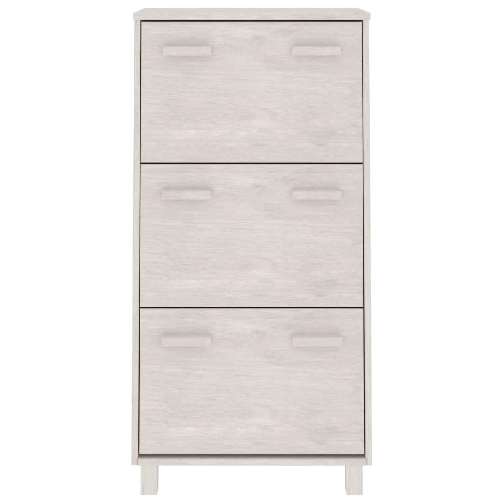 Shoe Cabinet "HAMAR" White 59.5x35x117 cm Solid Wood Pine