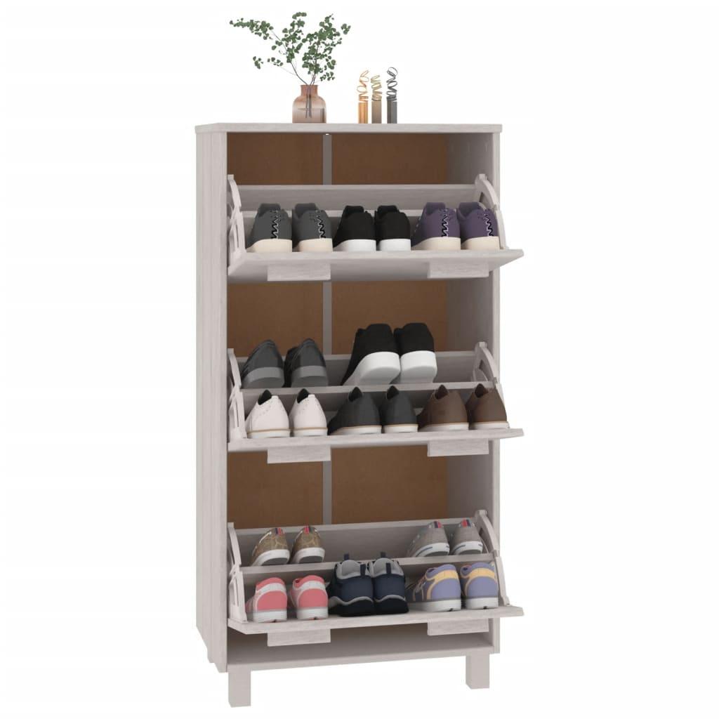 Shoe Cabinet "HAMAR" White 59.5x35x117 cm Solid Wood Pine