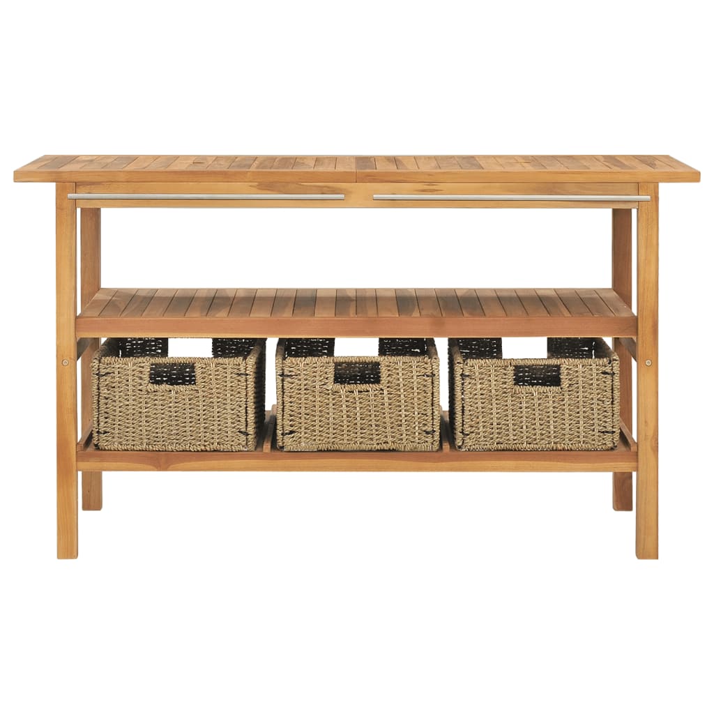 Bathroom Vanity Cabinet with Cream Marble Sinks Solid Wood Teak