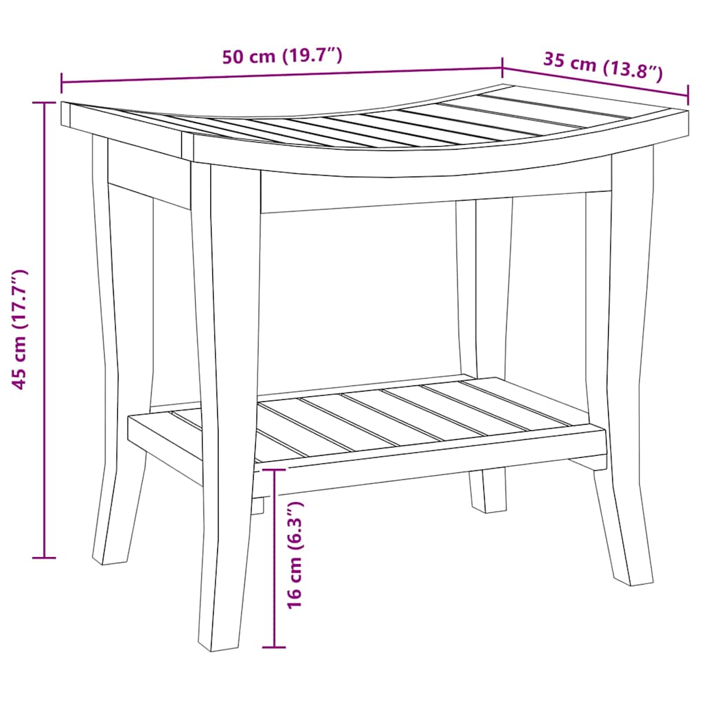 Bathroom Side Table 50x35x45 cm Solid Wood Teak