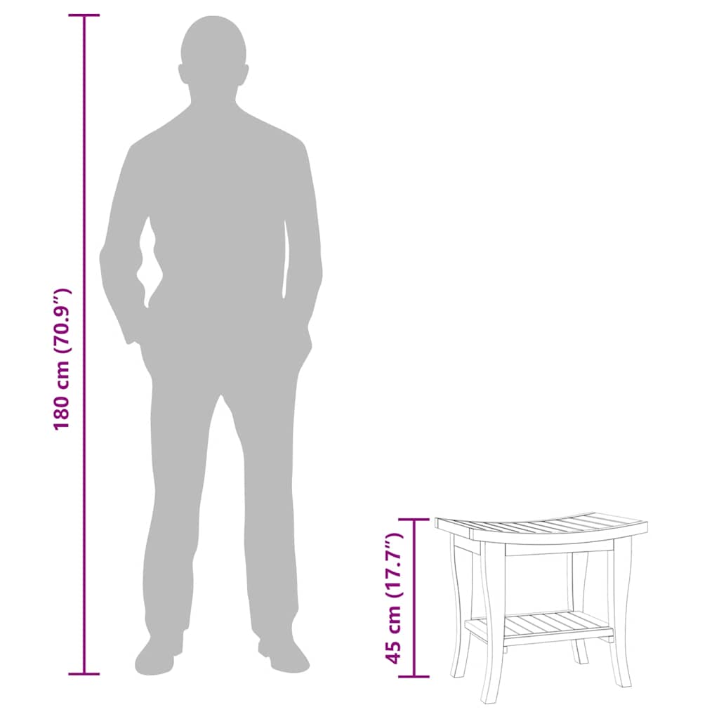 Bathroom Side Table 50x35x45 cm Solid Wood Teak