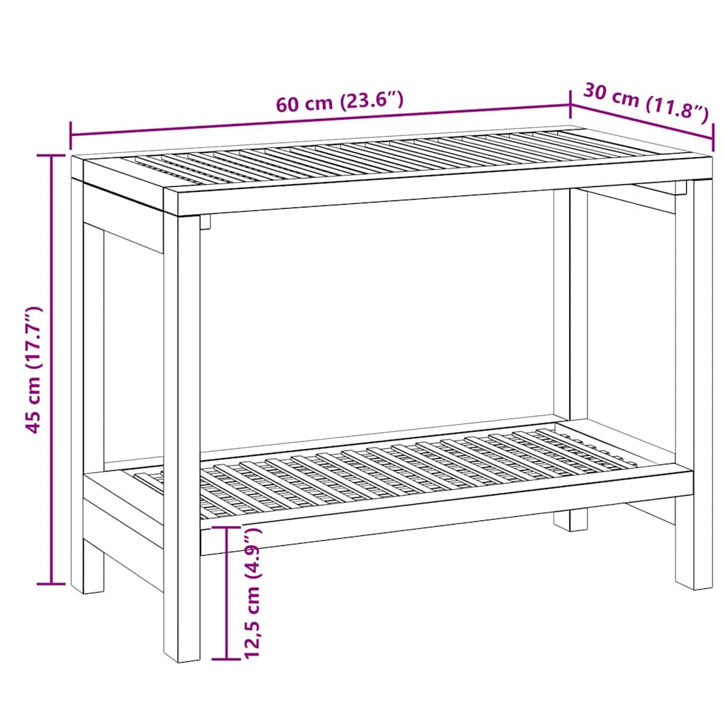 Bathroom Side Table 60x30x45 cm Solid Wood Teak