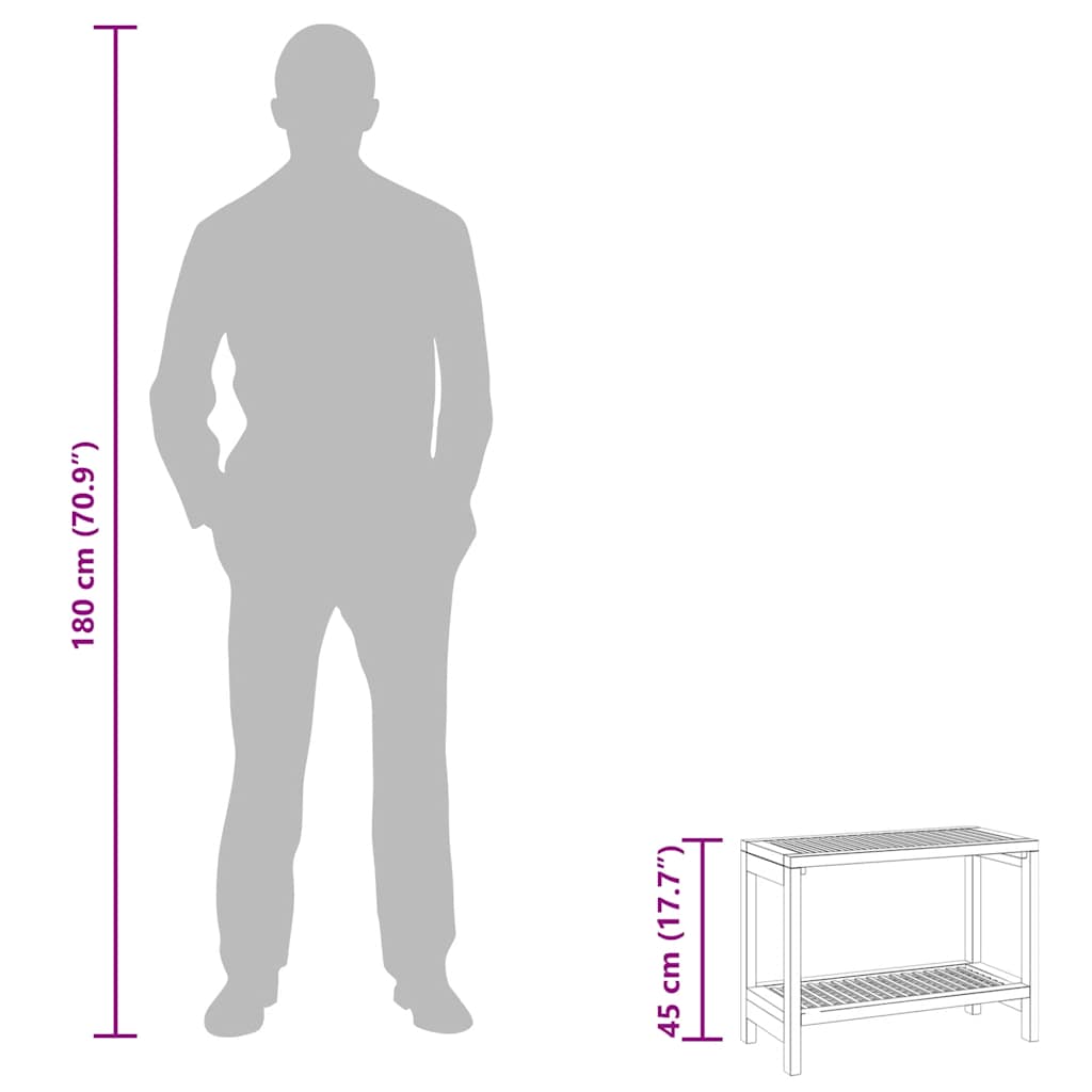 Bathroom Side Table 60x30x45 cm Solid Wood Teak