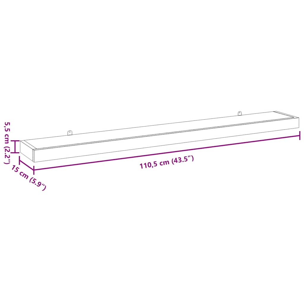 Wall Shelves 2 pcs 110x15x4 cm Solid Wood Teak