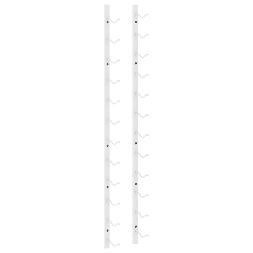Wall Mounted Wine Rack for 12 Bottles 2 pcs White Iron