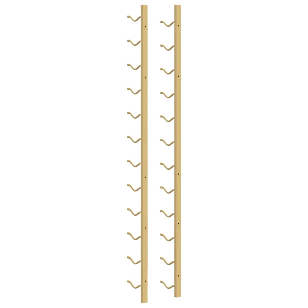 Wall Mounted Wine Rack for 12 Bottles 2 pcs Gold Iron
