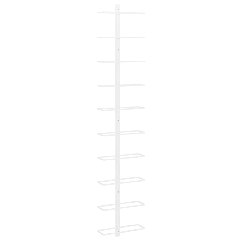 Wall-mounted Wine Rack for 10 Bottles White Metal
