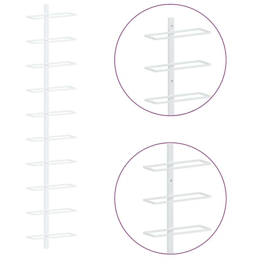 Wall-mounted Wine Rack for 10 Bottles White Metal