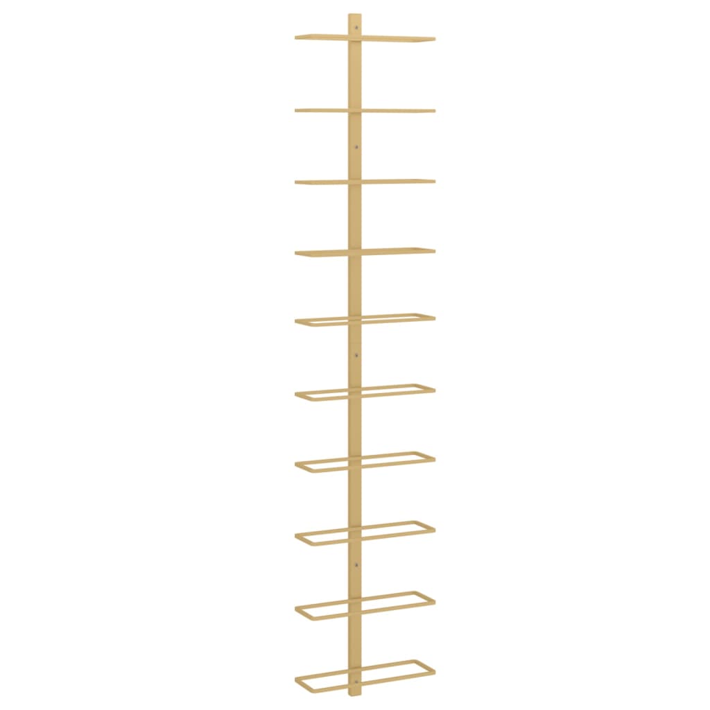 Wall-mounted Wine Rack for 10 Bottles Gold Metal