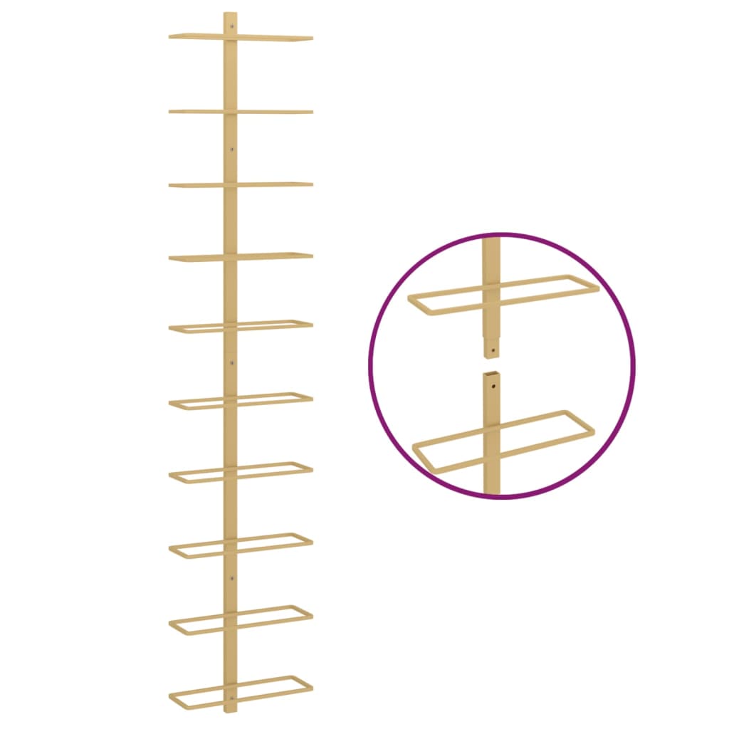 Wall-mounted Wine Rack for 10 Bottles Gold Metal