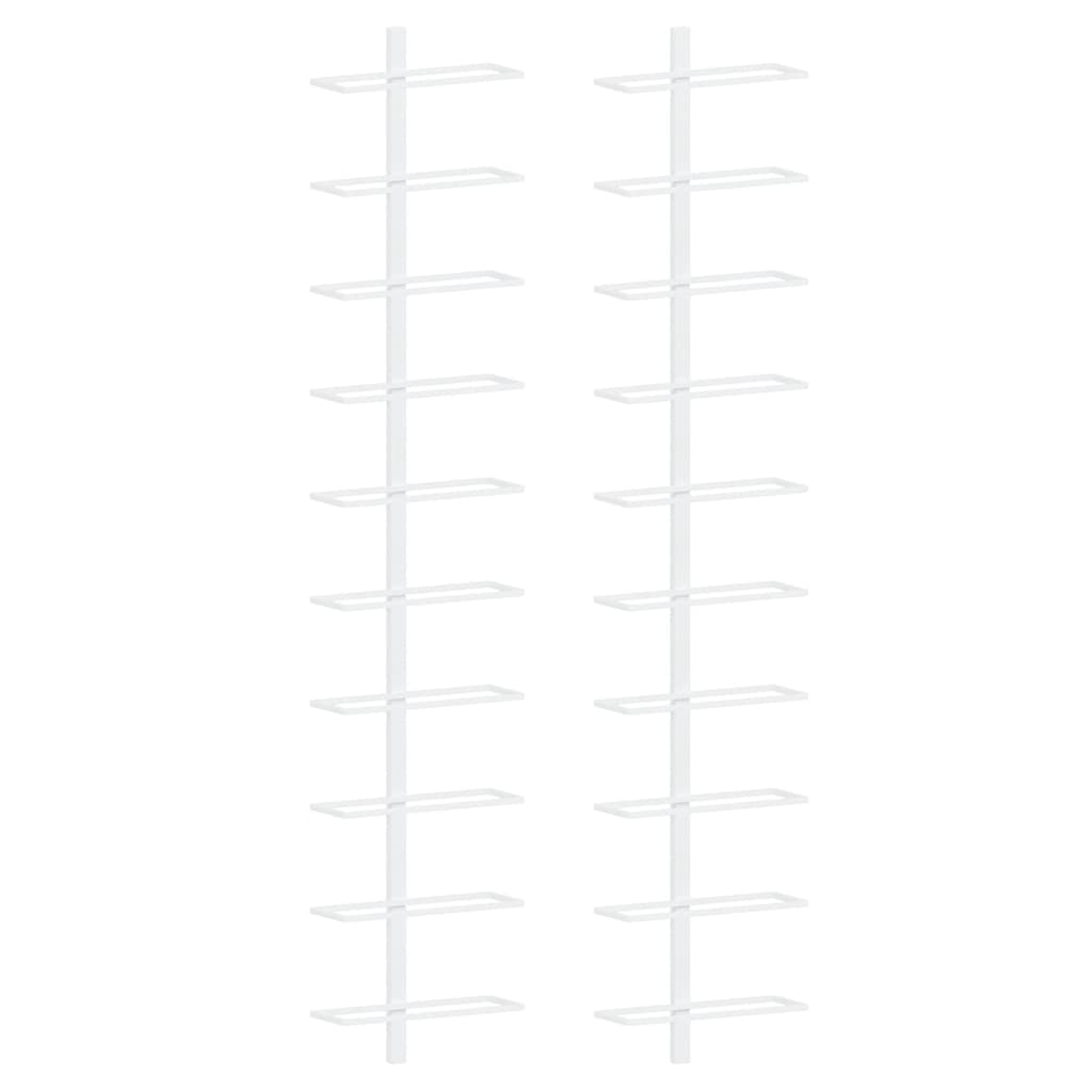 Wall-mounted Wine Rack for 10 Bottles 2 pcs White Metal