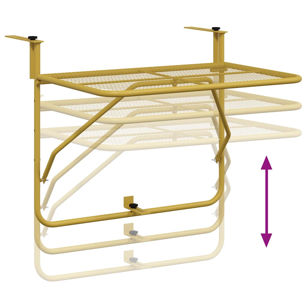 Balcony Table Gold 60x40 cm Steel