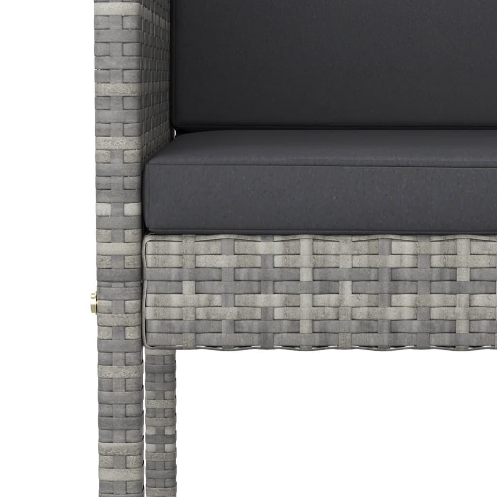 3 Piece Garden Bar Set with Cushions Poly Rattan Grey