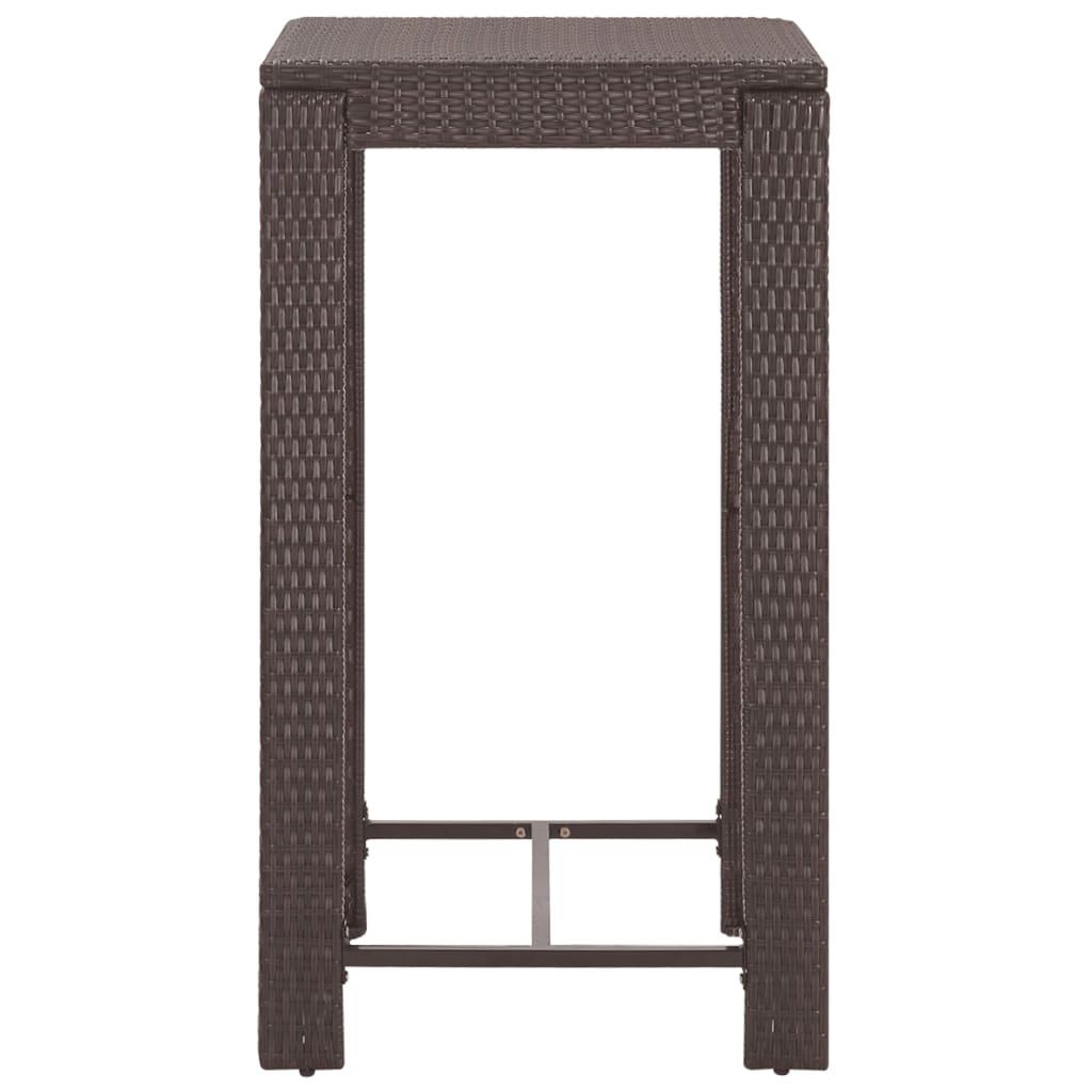 5 Piece Garden Bar Set with Cushions Poly Rattan Brown