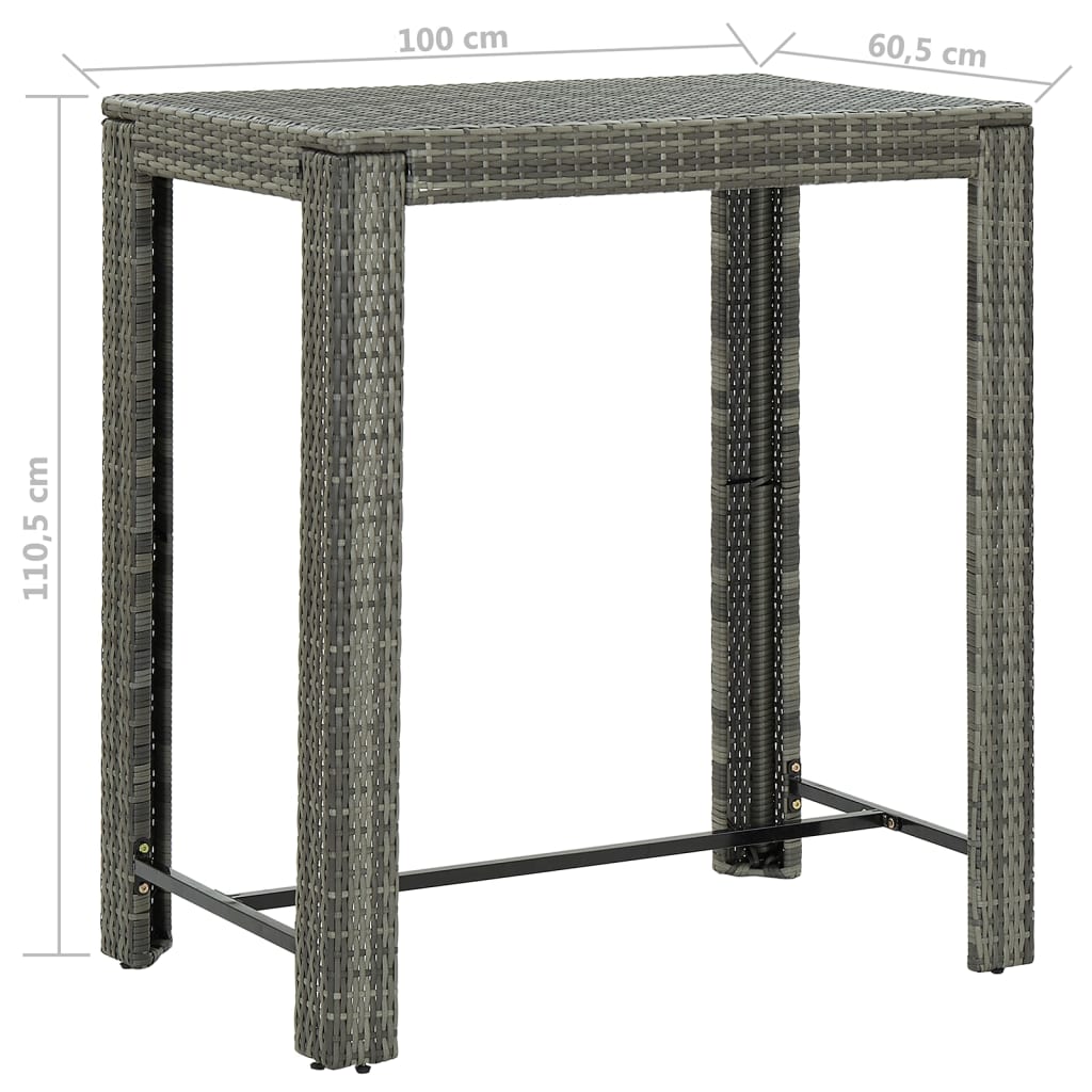 5 Piece Garden Bar Set with Cushions Poly Rattan Grey