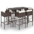 7 Piece Garden Bar Set with Cushions Poly Rattan Brown