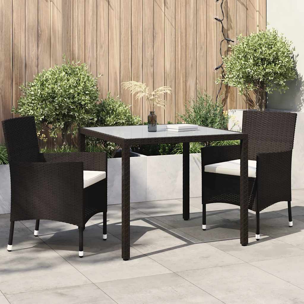 3 Piece Outdoor Dining Set Poly Rattan Brown