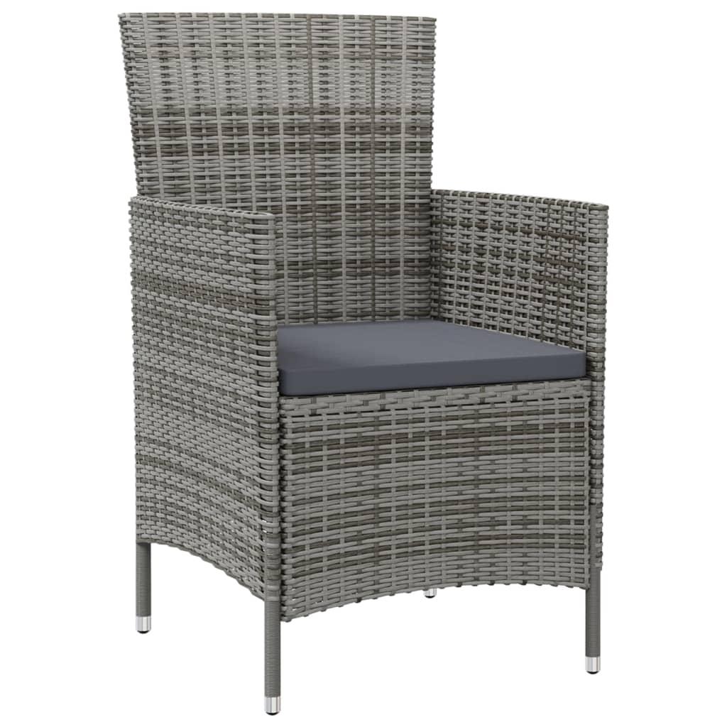 3 Piece Outdoor Dining Set with Cushions Poly Rattan Grey