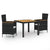 3 Piece Outdoor Dining Set with Cushions Poly Rattan Black