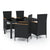 5 Piece Outdoor Dining Set with Cushions Poly Rattan Black