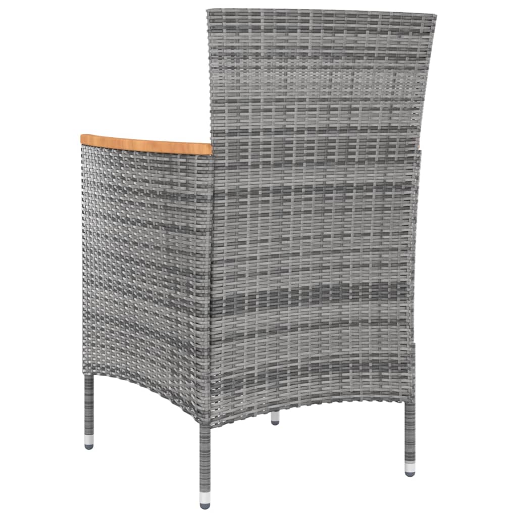 5 Piece Outdoor Dining Set with Cushions Poly Rattan Grey