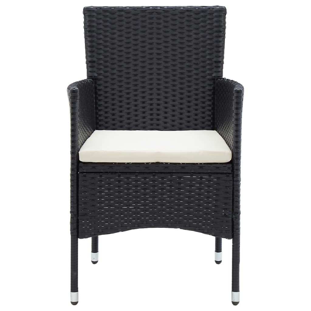 5 Piece Garden Dining Set with Cushions Poly Rattan Black