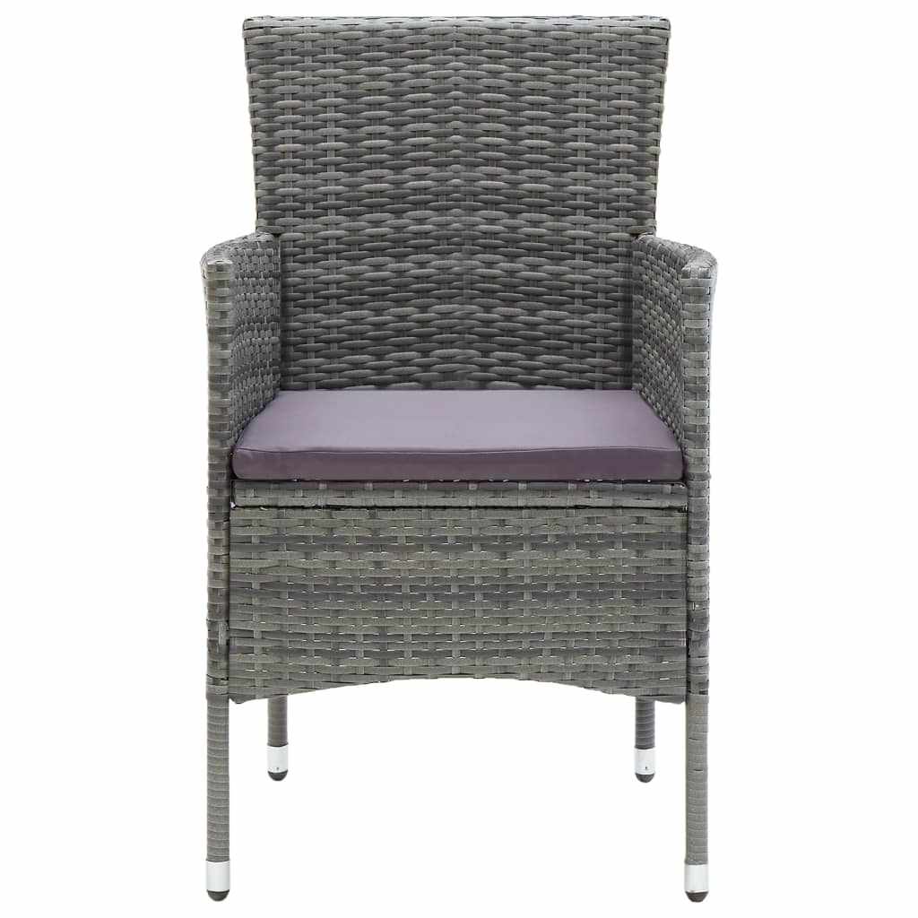 5 Piece Garden Dining Set with Cushions Poly Rattan Grey